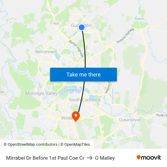 Mirrabei Dr Before 1st Paul Coe Cr to O Malley map