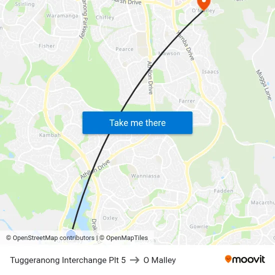Tuggeranong Interchange Plt 5 to O Malley map