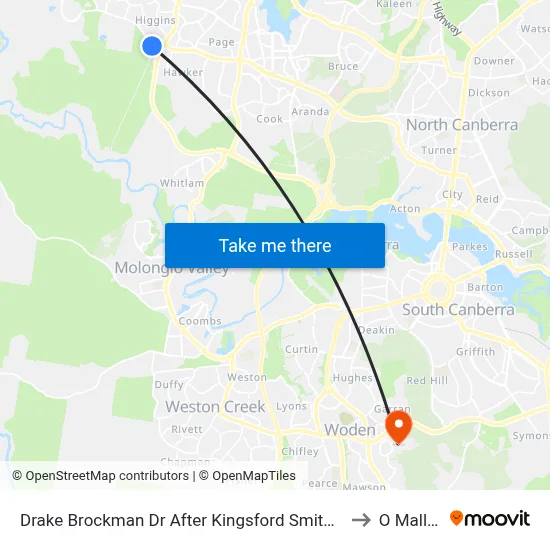 Drake Brockman Dr After Kingsford Smith Dr to O Malley map