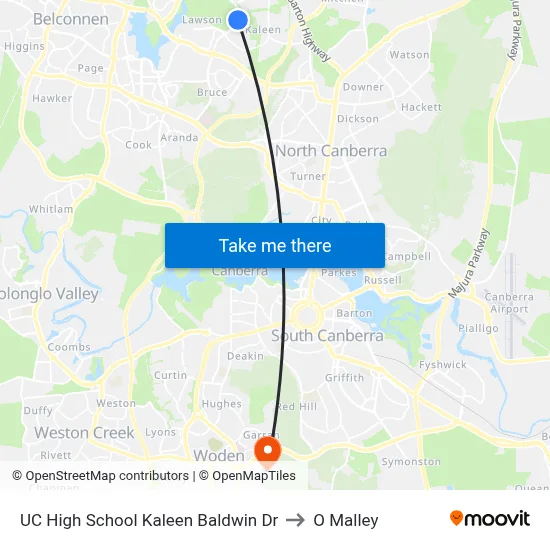 UC High School Kaleen Baldwin Dr to O Malley map