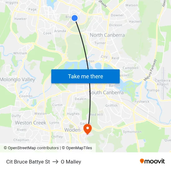 Cit Bruce Battye St to O Malley map