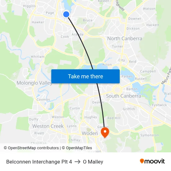 Belconnen Interchange Plt 4 to O Malley map