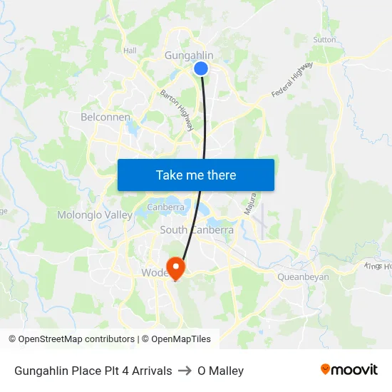 Gungahlin Place Plt 4 Arrivals to O Malley map