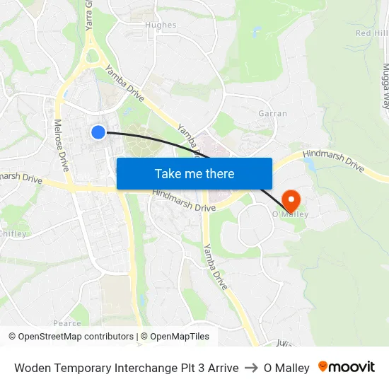 Woden Temporary Interchange Plt 3 Arrive to O Malley map