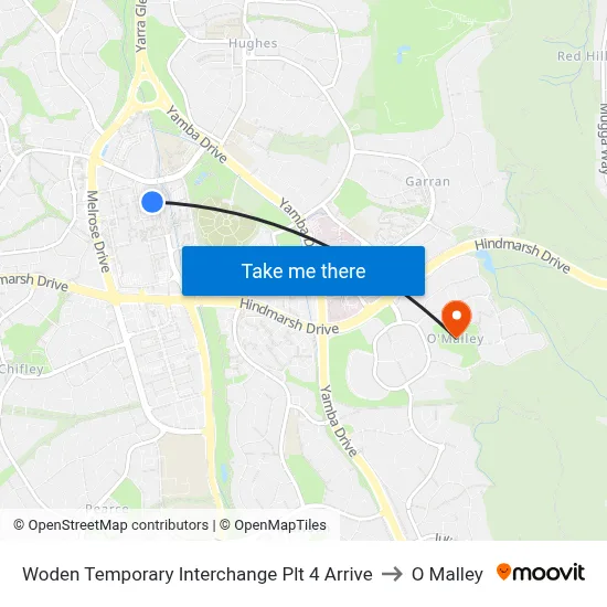 Woden Temporary Interchange Plt 4 Arrive to O Malley map