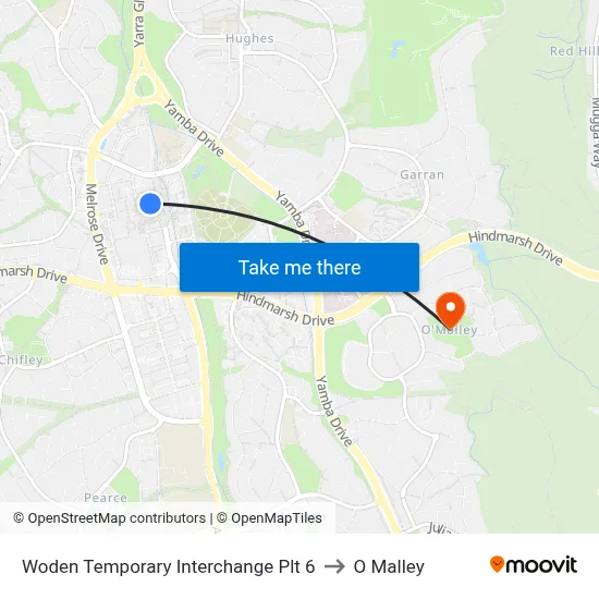 Woden Temporary Interchange Plt 6 to O Malley map