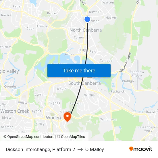 Dickson Interchange, Platform 2 to O Malley map