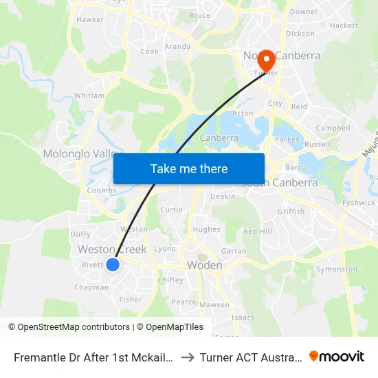 Fremantle Dr After 1st Mckail Cr to Turner ACT Australia map