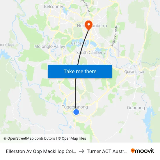 Ellerston Av Opp Mackillop College to Turner ACT Australia map