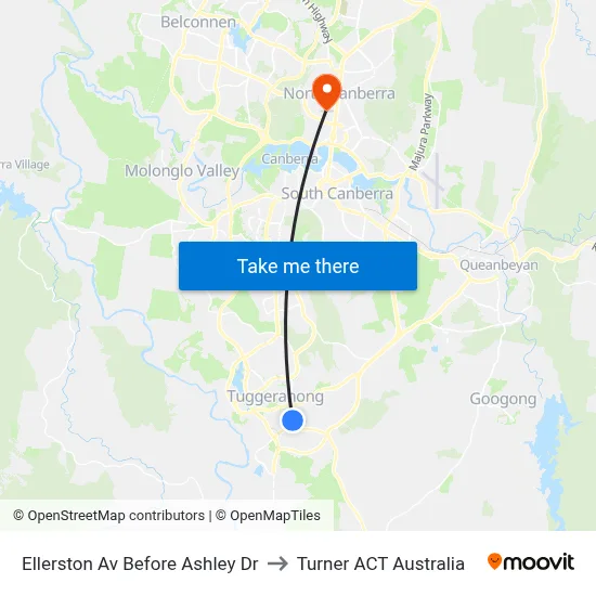 Ellerston Av Before Ashley Dr to Turner ACT Australia map