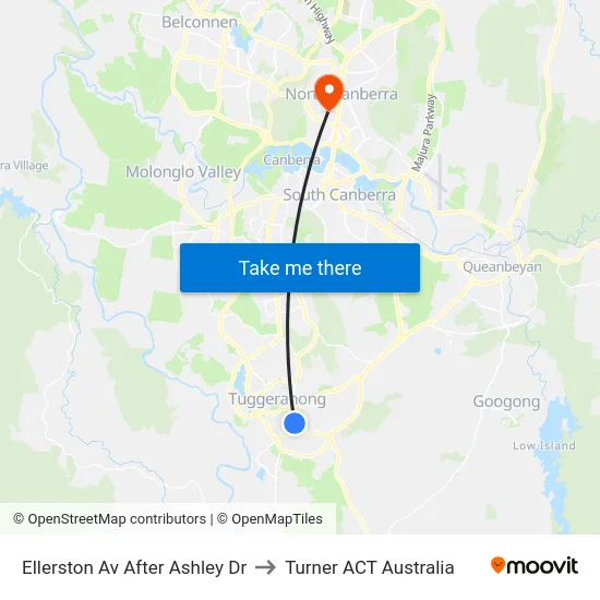 Ellerston Av After Ashley Dr to Turner ACT Australia map