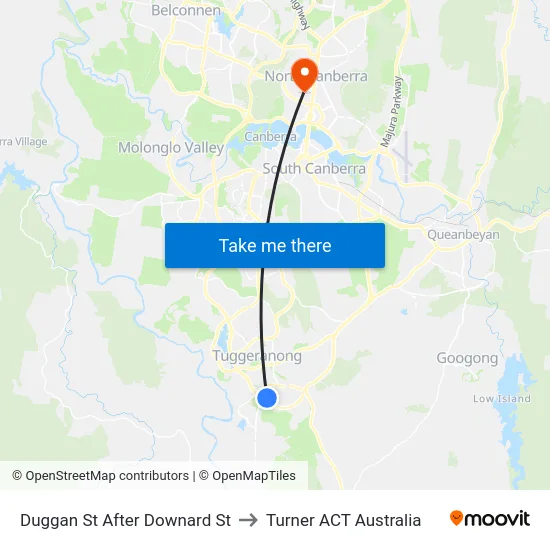 Duggan St After Downard St to Turner ACT Australia map