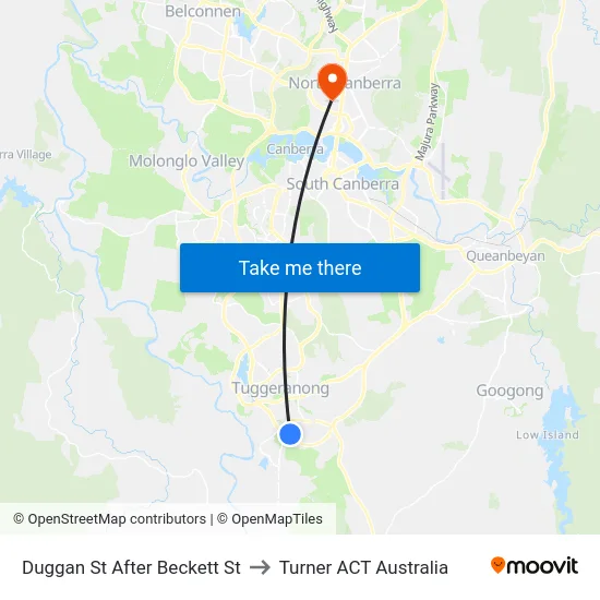 Duggan St After Beckett St to Turner ACT Australia map