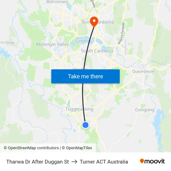 Tharwa Dr After Duggan St to Turner ACT Australia map