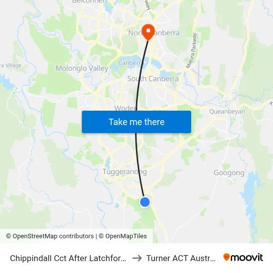 Chippindall Cct After Latchford St to Turner ACT Australia map