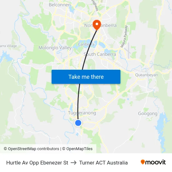 Hurtle Av Opp Ebenezer St to Turner ACT Australia map