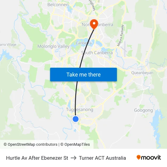 Hurtle Av After Ebenezer St to Turner ACT Australia map