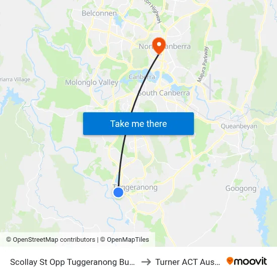 Scollay St Opp Tuggeranong Bus Depot to Turner ACT Australia map