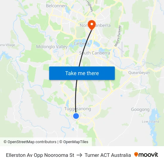 Ellerston Av Opp Noorooma St to Turner ACT Australia map