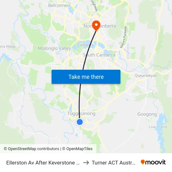 Ellerston Av After Keverstone Cct to Turner ACT Australia map