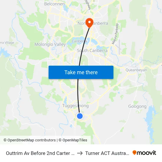 Outtrim Av Before 2nd Carter Cr to Turner ACT Australia map