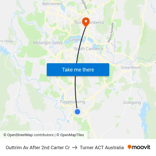 Outtrim Av After 2nd Carter Cr to Turner ACT Australia map