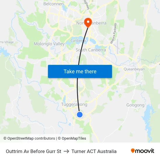 Outtrim Av Before Gurr St to Turner ACT Australia map