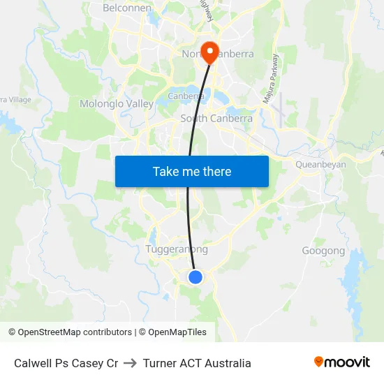 Calwell Ps Casey Cr to Turner ACT Australia map