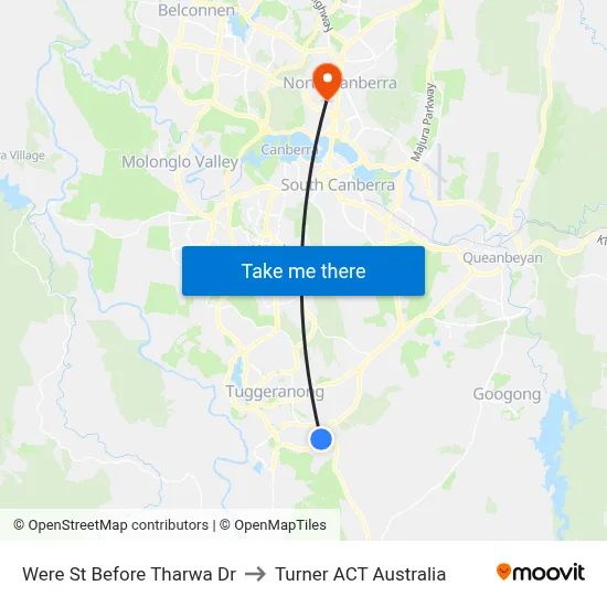 Were St Before Tharwa Dr to Turner ACT Australia map