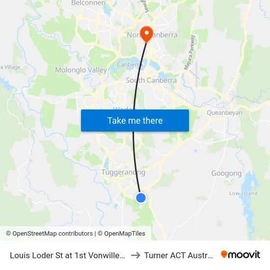 Louis Loder St at 1st Vonwiller Cr to Turner ACT Australia map