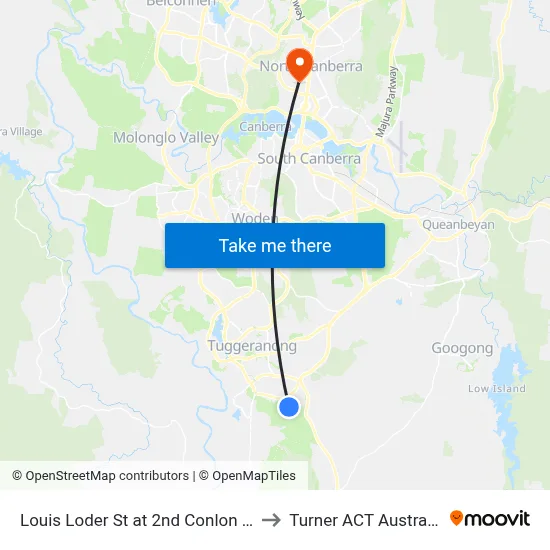 Louis Loder St at 2nd Conlon Cr to Turner ACT Australia map