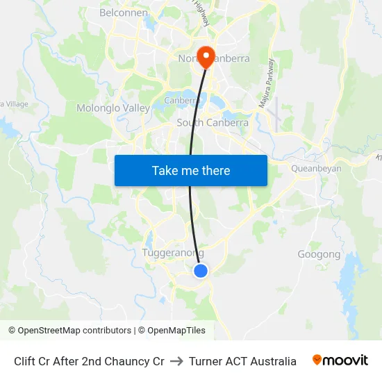Clift Cr After 2nd Chauncy Cr to Turner ACT Australia map