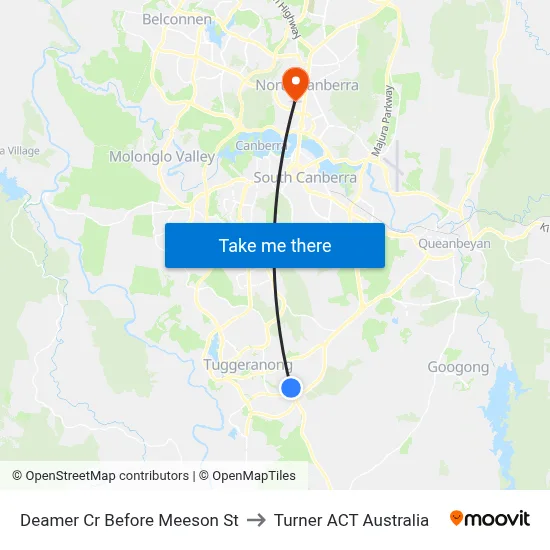 Deamer Cr Before Meeson St to Turner ACT Australia map
