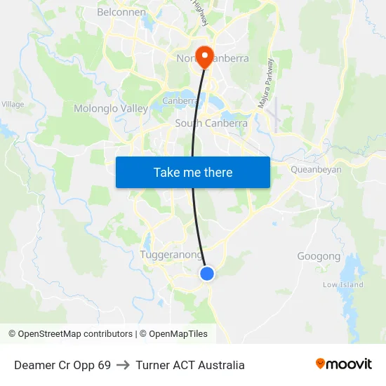 Deamer Cr Opp 69 to Turner ACT Australia map