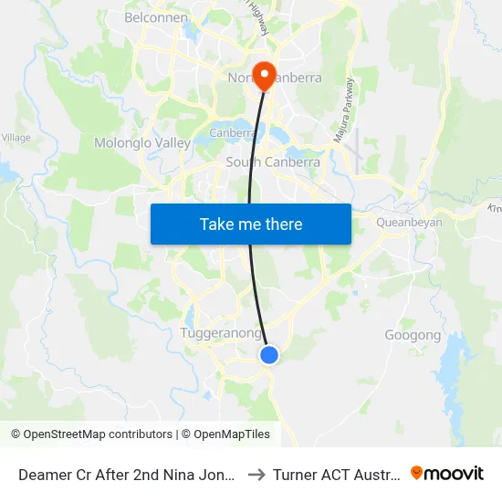Deamer Cr After 2nd Nina Jones Cr to Turner ACT Australia map
