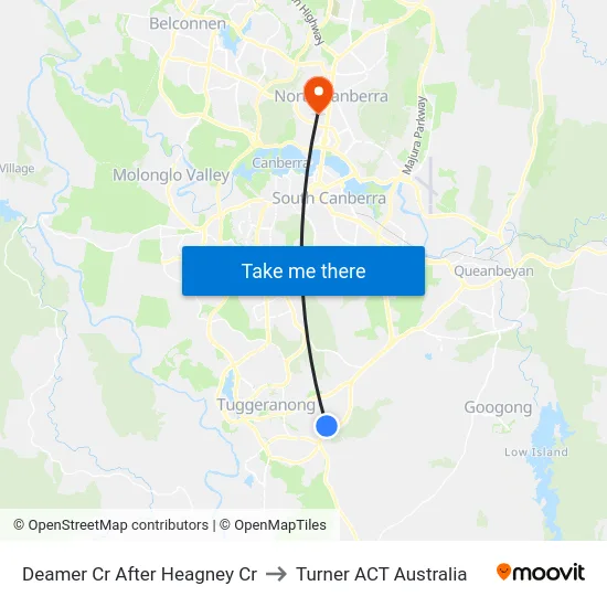 Deamer Cr After Heagney Cr to Turner ACT Australia map
