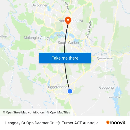 Heagney Cr Opp Deamer Cr to Turner ACT Australia map