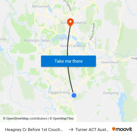 Heagney Cr Before 1st Couchman Cr to Turner ACT Australia map