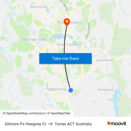 Gilmore Ps Heagney Cr to Turner ACT Australia map