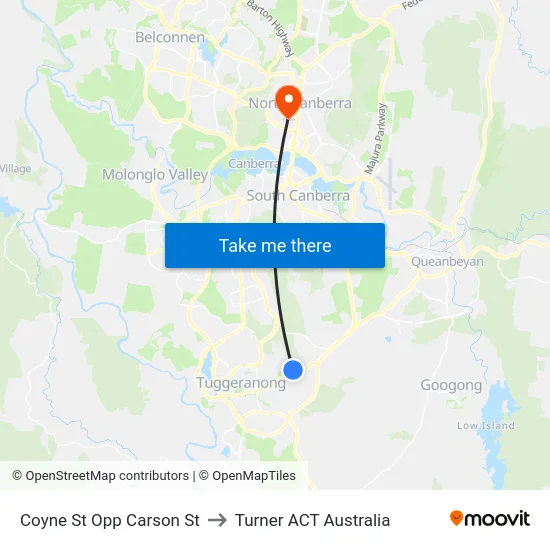 Coyne St Opp Carson St to Turner ACT Australia map
