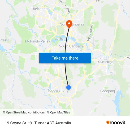 19 Coyne St to Turner ACT Australia map