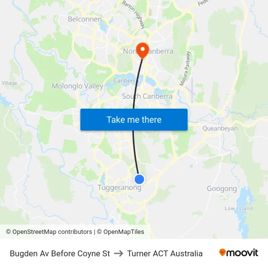Bugden Av Before Coyne St to Turner ACT Australia map