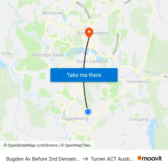 Bugden Av Before 2nd Demaine Cr to Turner ACT Australia map