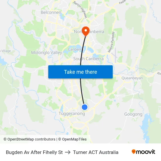 Bugden Av After Fihelly St to Turner ACT Australia map