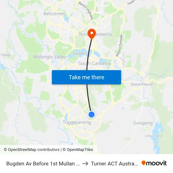 Bugden Av Before 1st Mullan St to Turner ACT Australia map
