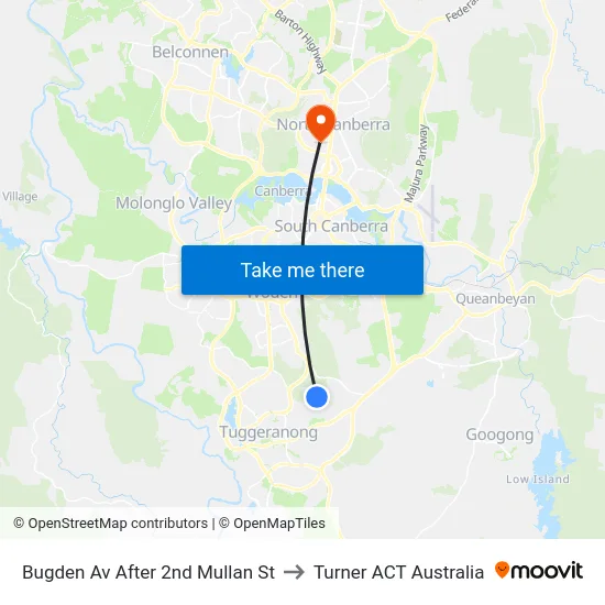 Bugden Av After 2nd Mullan St to Turner ACT Australia map
