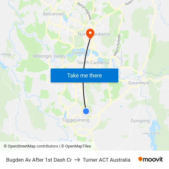 Bugden Av After 1st Dash Cr to Turner ACT Australia map