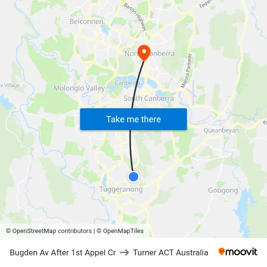 Bugden Av After 1st Appel Cr to Turner ACT Australia map