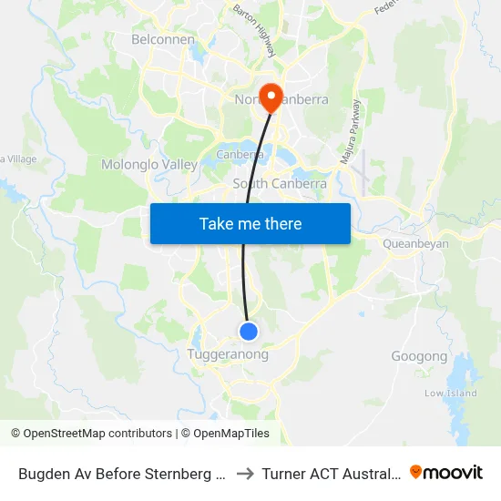 Bugden Av Before Sternberg Cr to Turner ACT Australia map