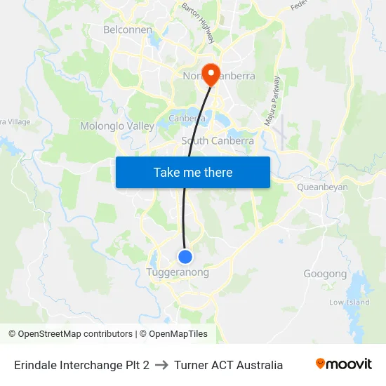 Erindale Interchange Plt 2 to Turner ACT Australia map